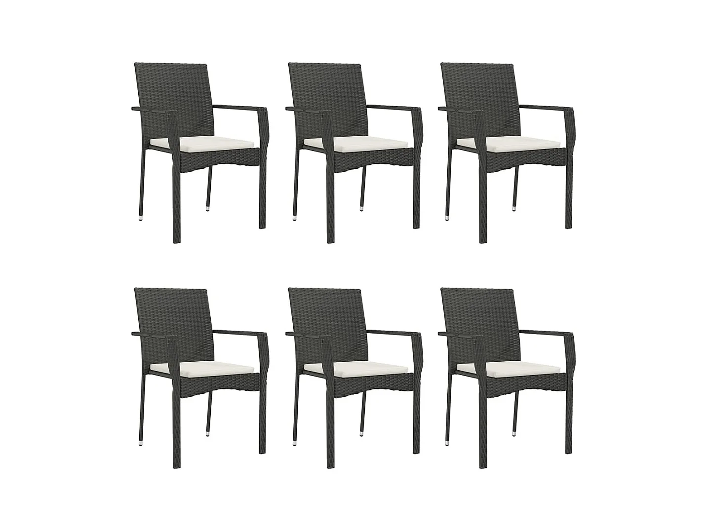 Karl Mason  Ensemble à manger de jardin coussins 7pcs Noir Résine tressée