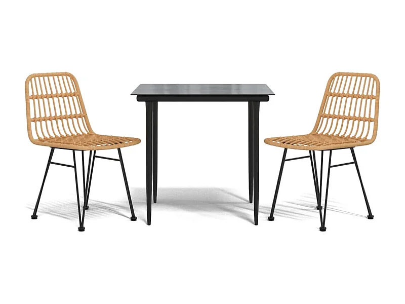 Eden Prairie  Ensemble à manger de jardin 3 pcs Résine tressée