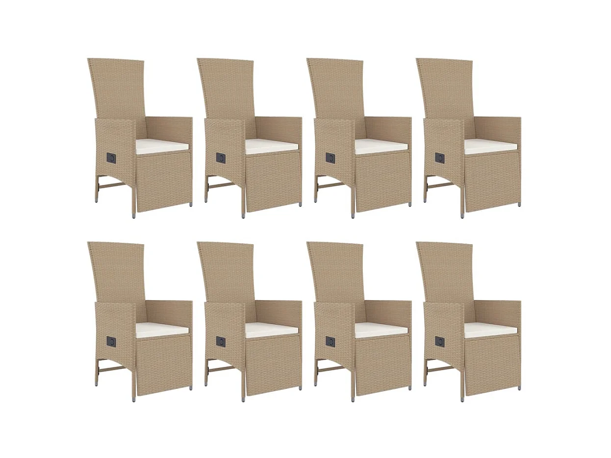 Olryn  Ensemble à manger de jardin et coussins 9 pcs beige Poly rotin