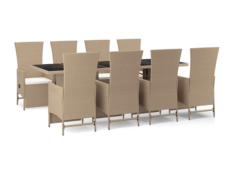 Olryn  9-delige Tuinset met kussens poly rattan beige