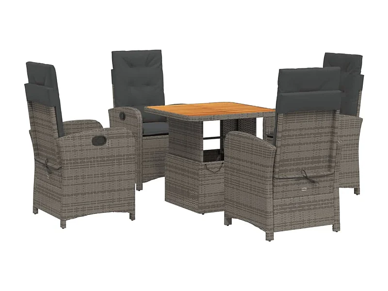 Wise  5-delige Tuinset met kussens poly rattan grijs