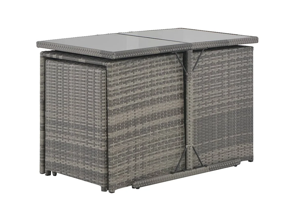 Garden Furniture -  Ensemble à manger d'extérieur 7pcs coussins Résine tressée Gris