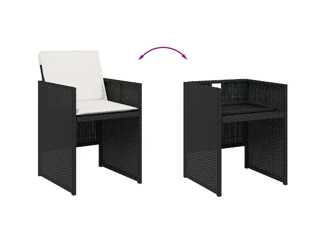 Jeroen  11-delige Tuinset met kussens poly rattan zwart