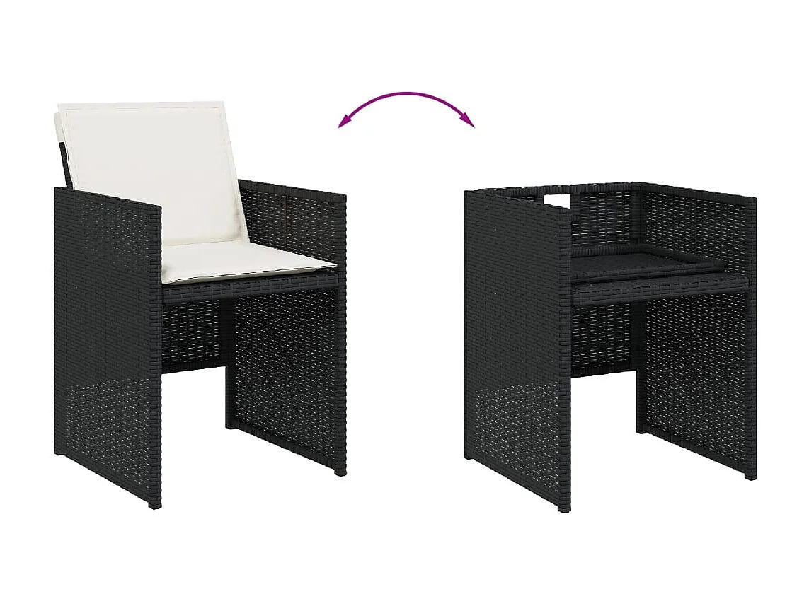 Jeroen  11-delige Tuinset met kussens poly rattan zwart