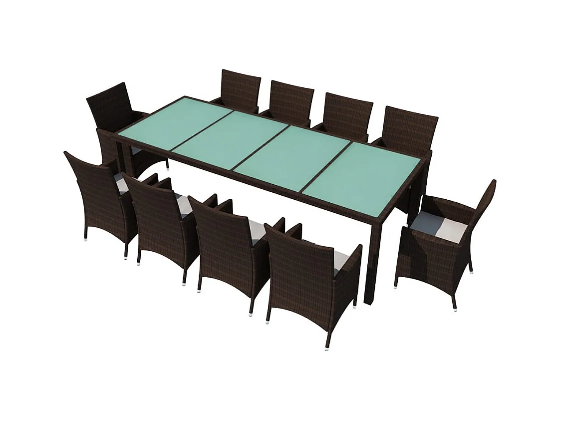 Fea  11-delige Tuinset met kussens poly rattan bruin