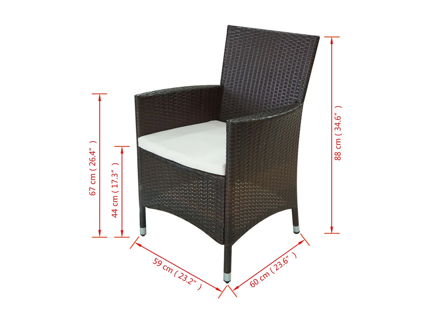 Fea  Set comedor de jardín 11 pzas y cojines ratán sintético marrón