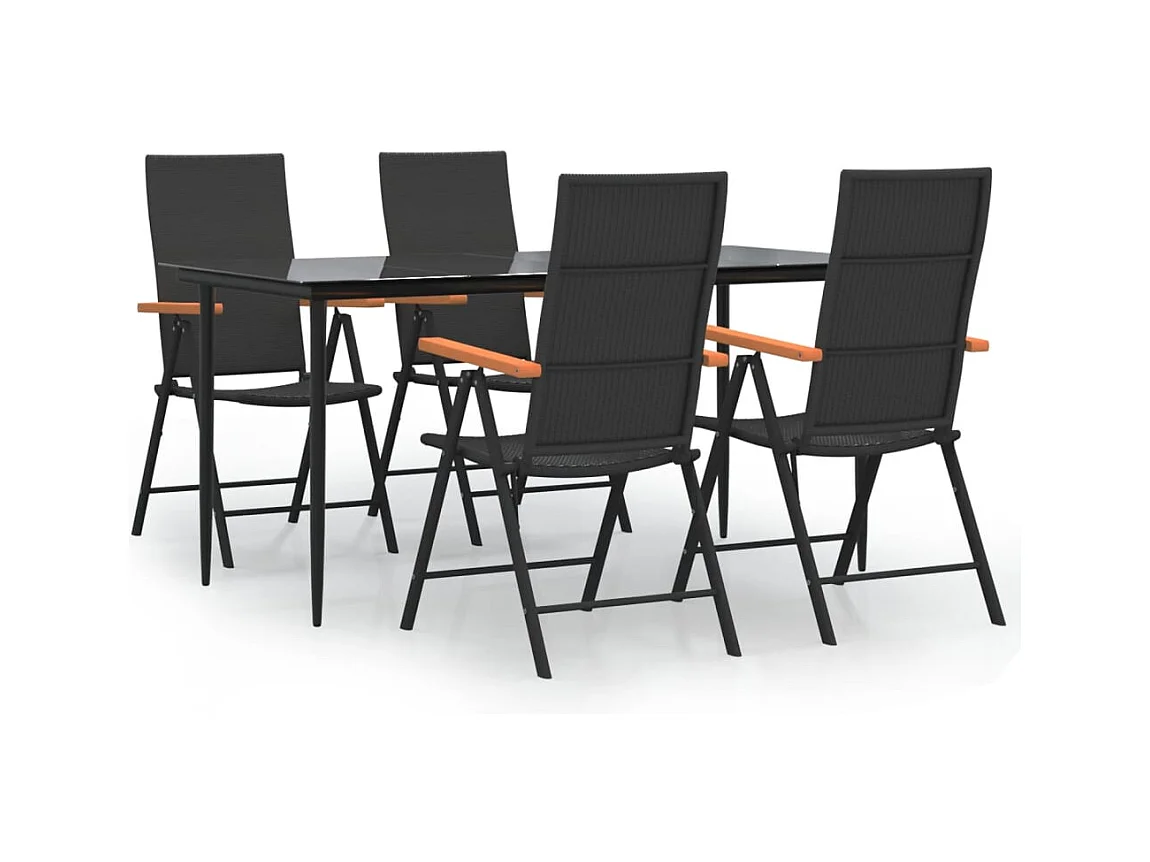 Henna  Ensemble à manger de jardin 5 pcs Noir et marron Résine tressée