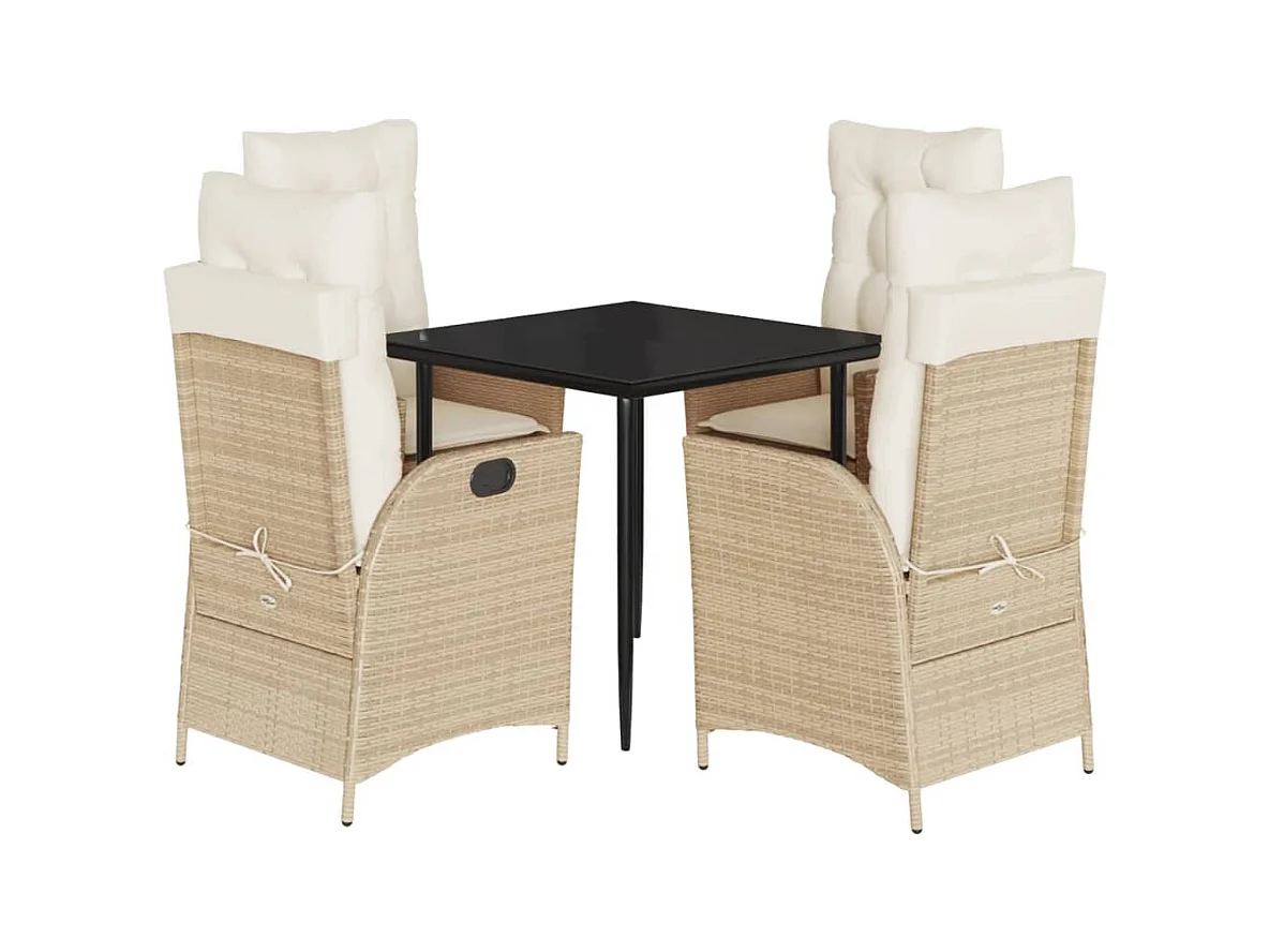 Garden Furniture -  5-delige Tuinset met kussens poly rattan beige