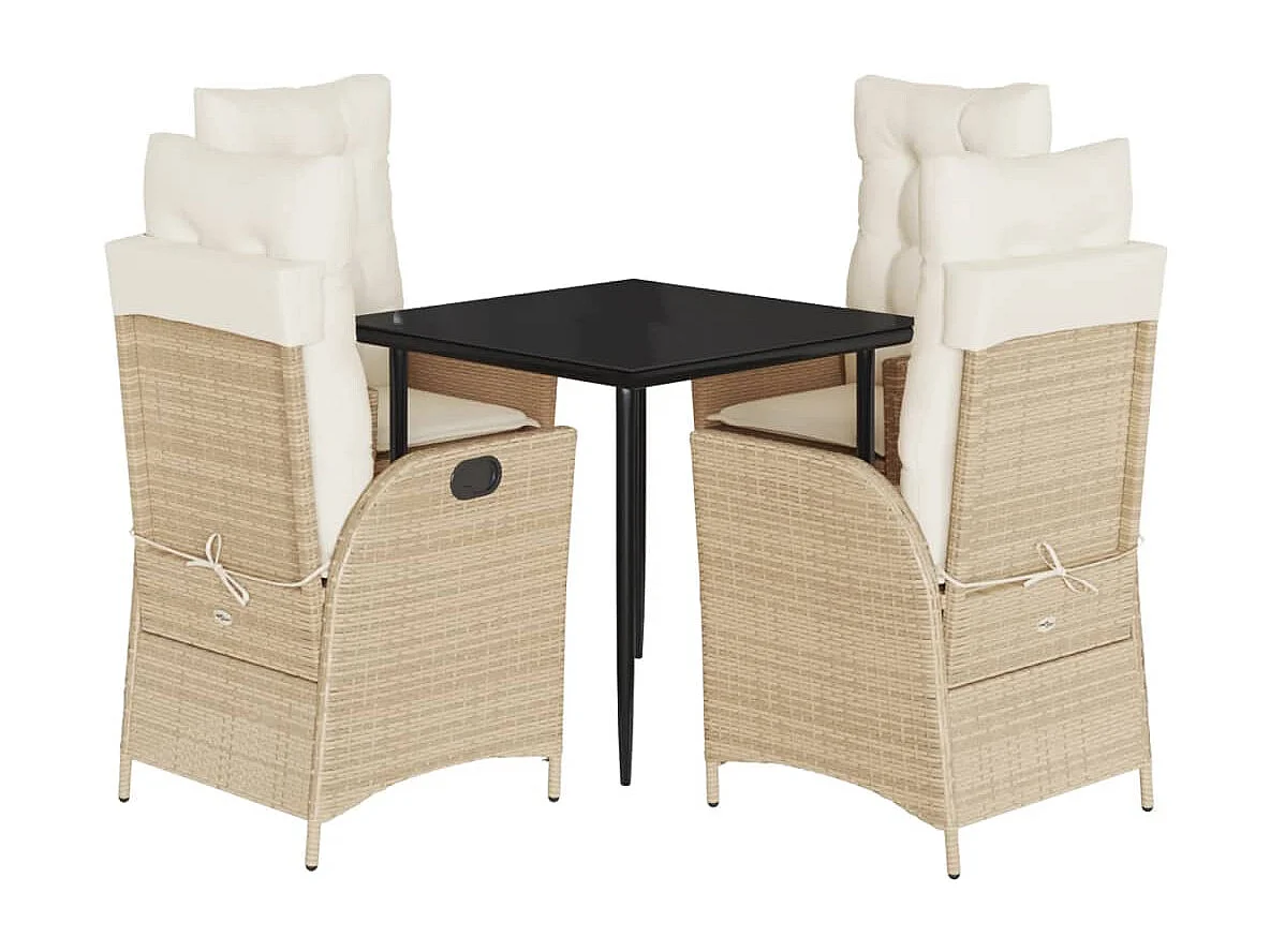 Garden Furniture -  5-delige Tuinset met kussens poly rattan beige
