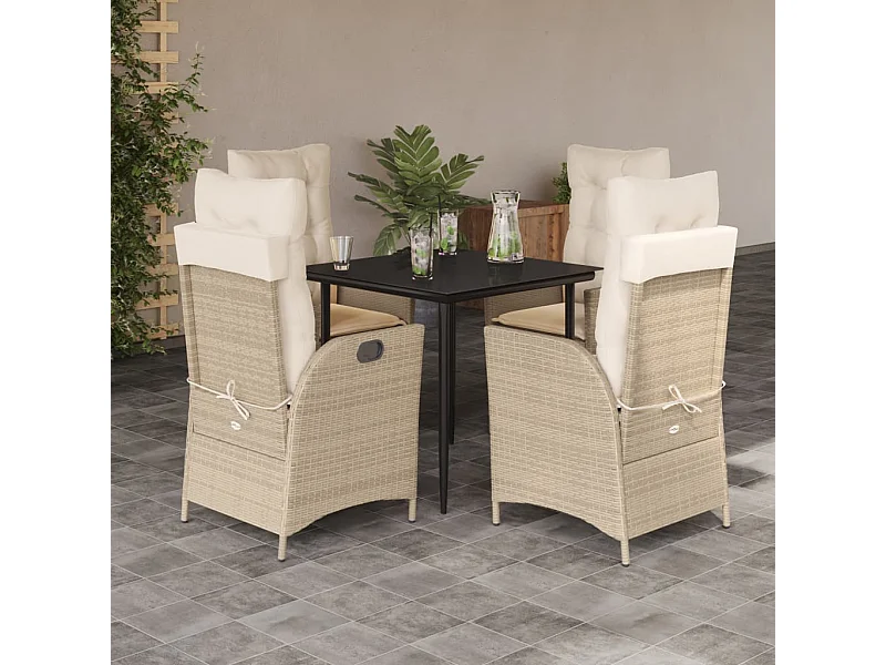 Garden Furniture -  5-delige Tuinset met kussens poly rattan beige