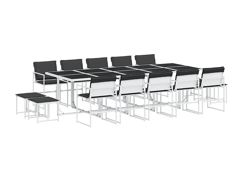 Dunkitt  Ensemble à manger de jardin avec coussins 15pcs blanc textilène