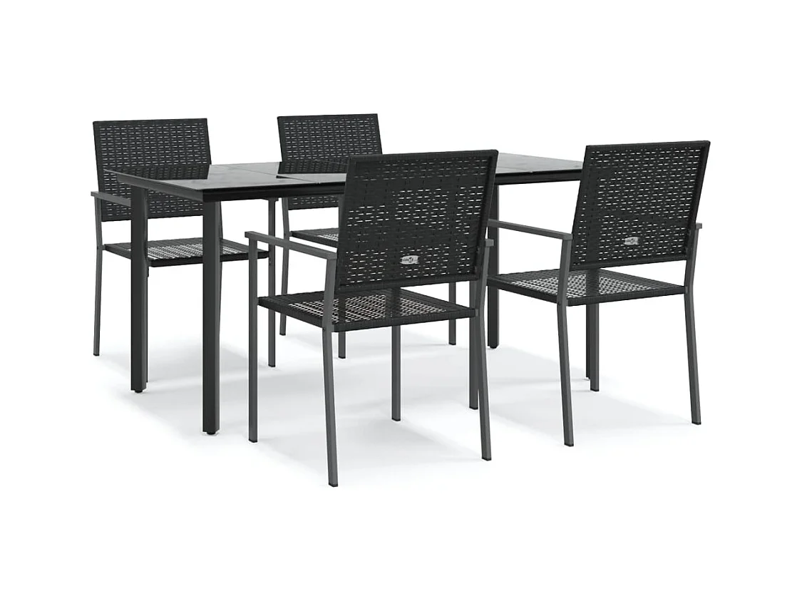 Timothy Scott  Ensemble à manger de jardin 5 pcs résine tressée acier