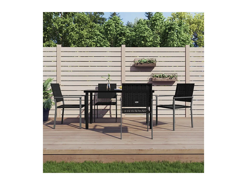 Timothy Scott  Ensemble à manger de jardin 5 pcs résine tressée acier