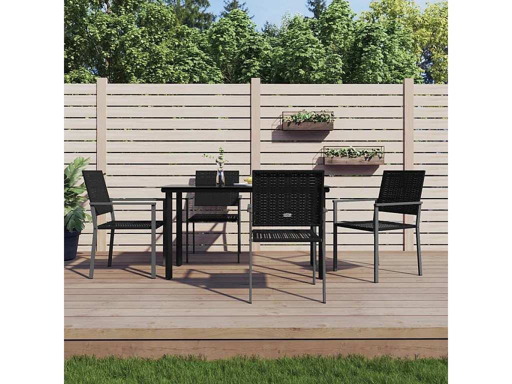 Timothy Scott  Ensemble à manger de jardin 5 pcs résine tressée acier