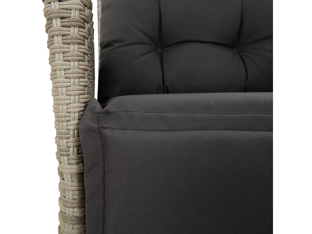 Sadie Claire  Ensemble à manger de jardin 3pcs coussins gris clair poly rotin