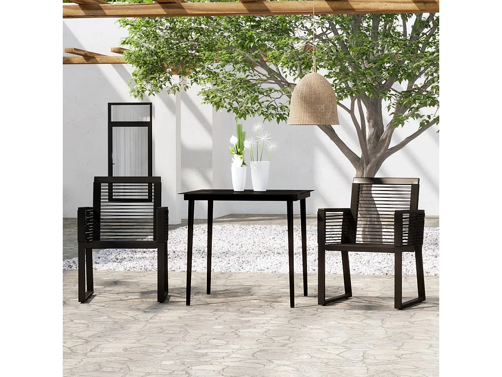 Wenlin  Ensemble à manger de jardin 3 pcs Noir