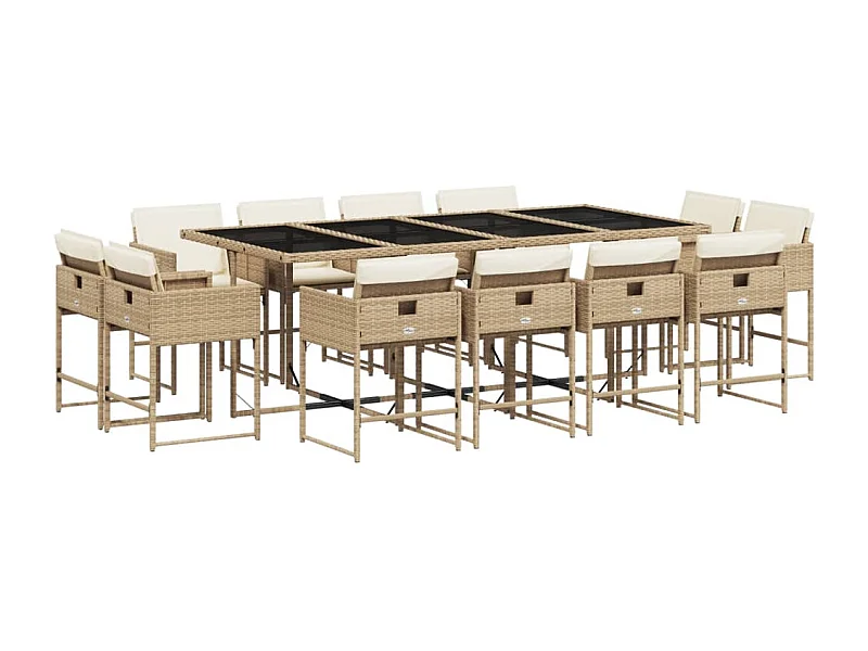 Brienne  Ensemble à manger de jardin et coussins 13 pcs beige