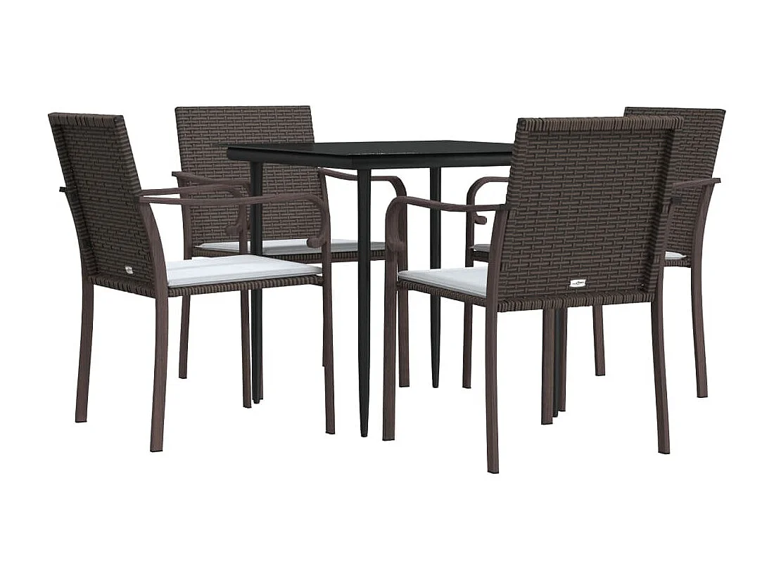 Tholen  Ensemble à manger de jardin 5 pcs coussins résine tressée acier