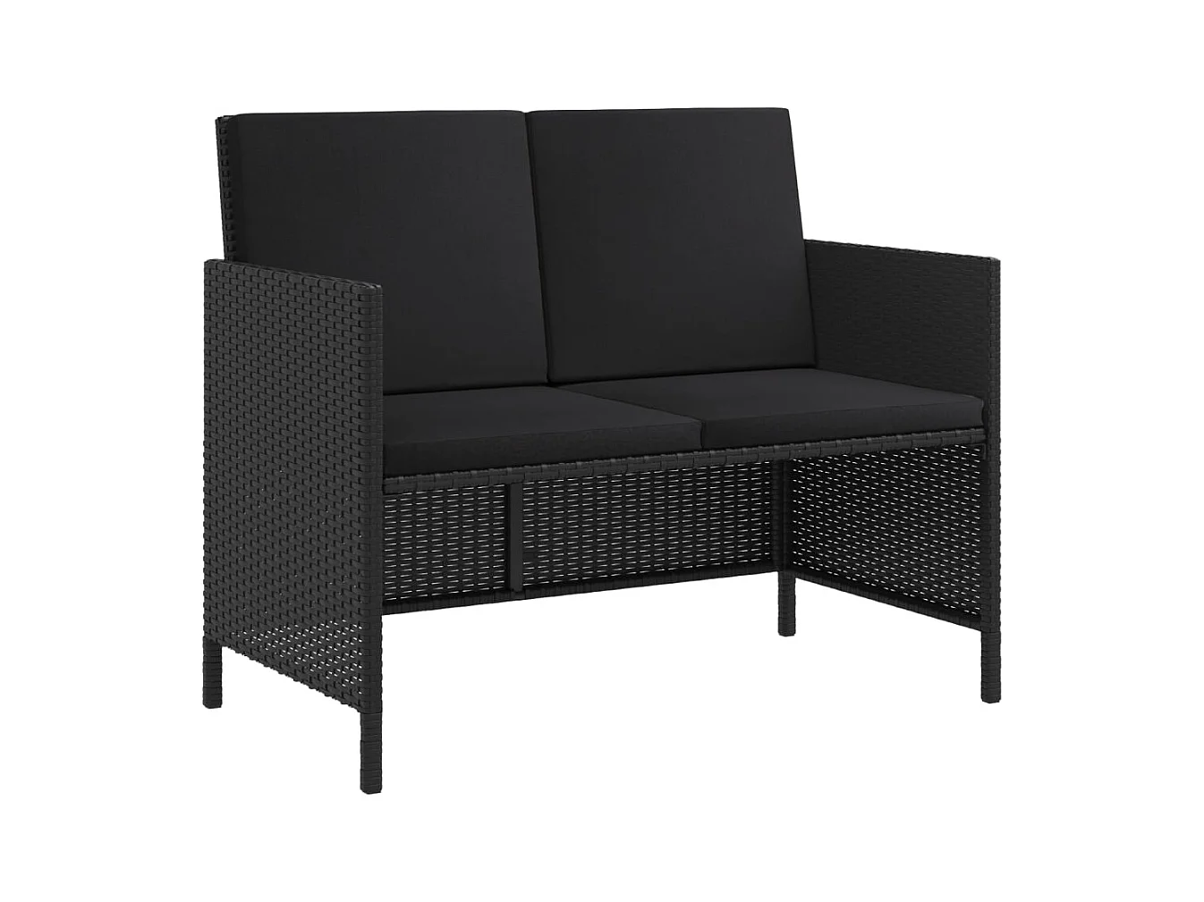 Kaleva  Ensemble à manger de jardin coussins 6pcs noir résine tressée