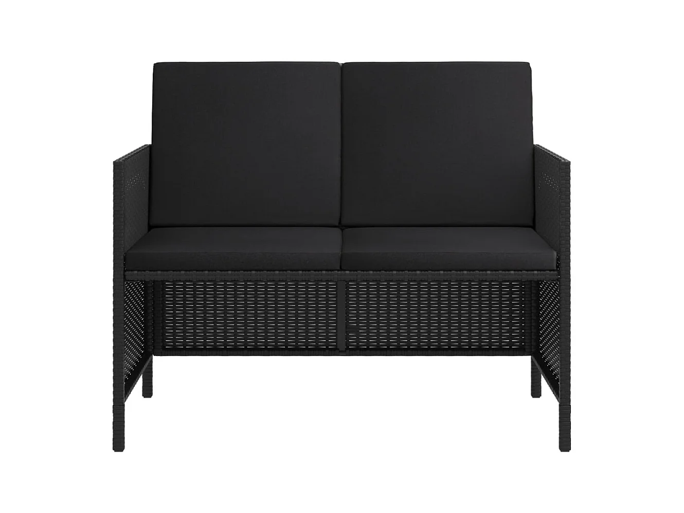 Kaleva  Ensemble à manger de jardin coussins 6pcs noir résine tressée