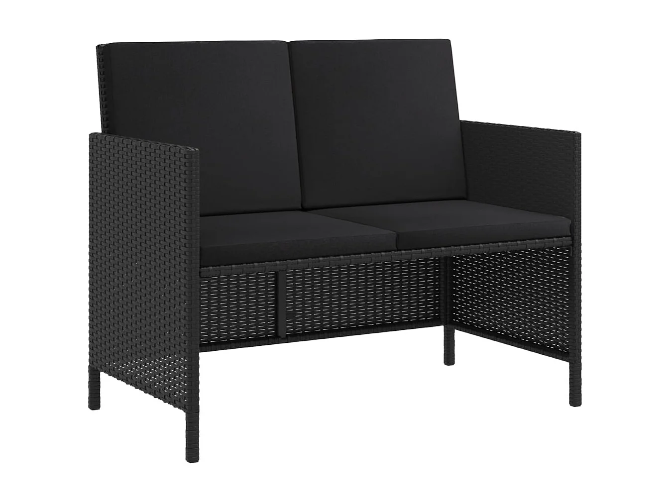 Kaleva  Ensemble à manger de jardin coussins 6pcs noir résine tressée