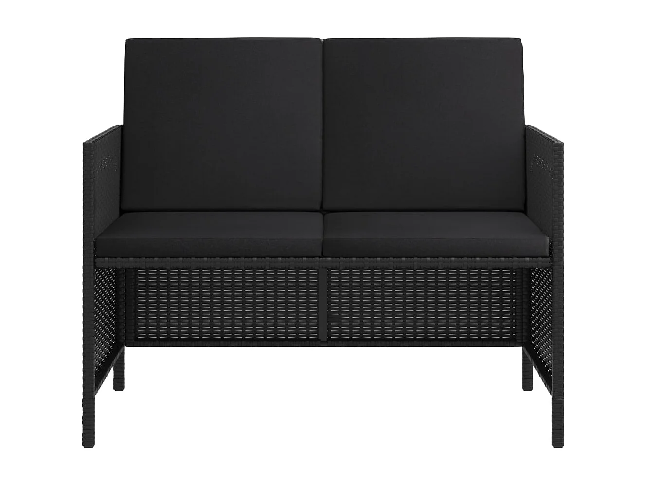 Kaleva  Ensemble à manger de jardin coussins 6pcs noir résine tressée