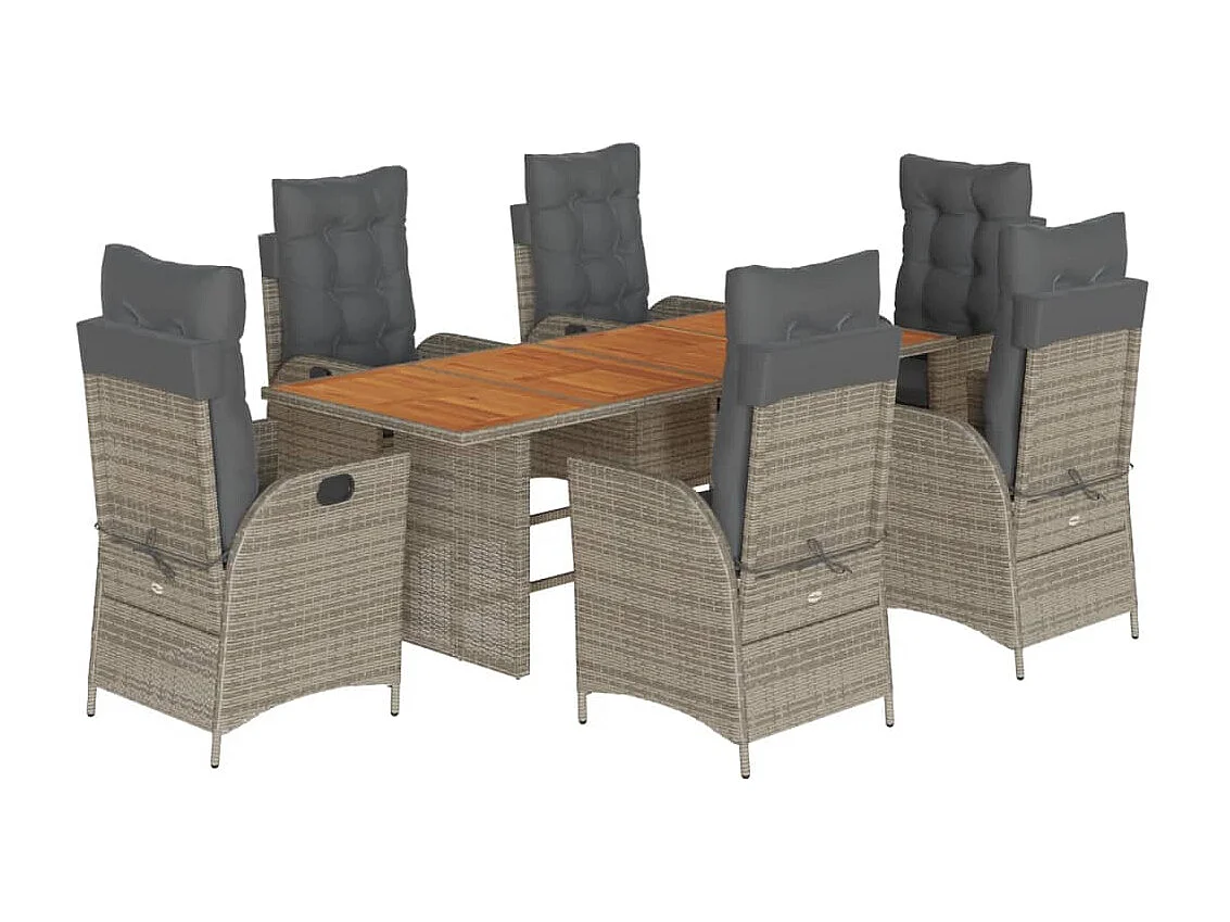 La Palma  7-delige Tuinset met kussens poly rattan grijs