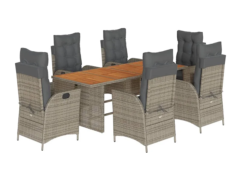 La Palma  7-delige Tuinset met kussens poly rattan grijs