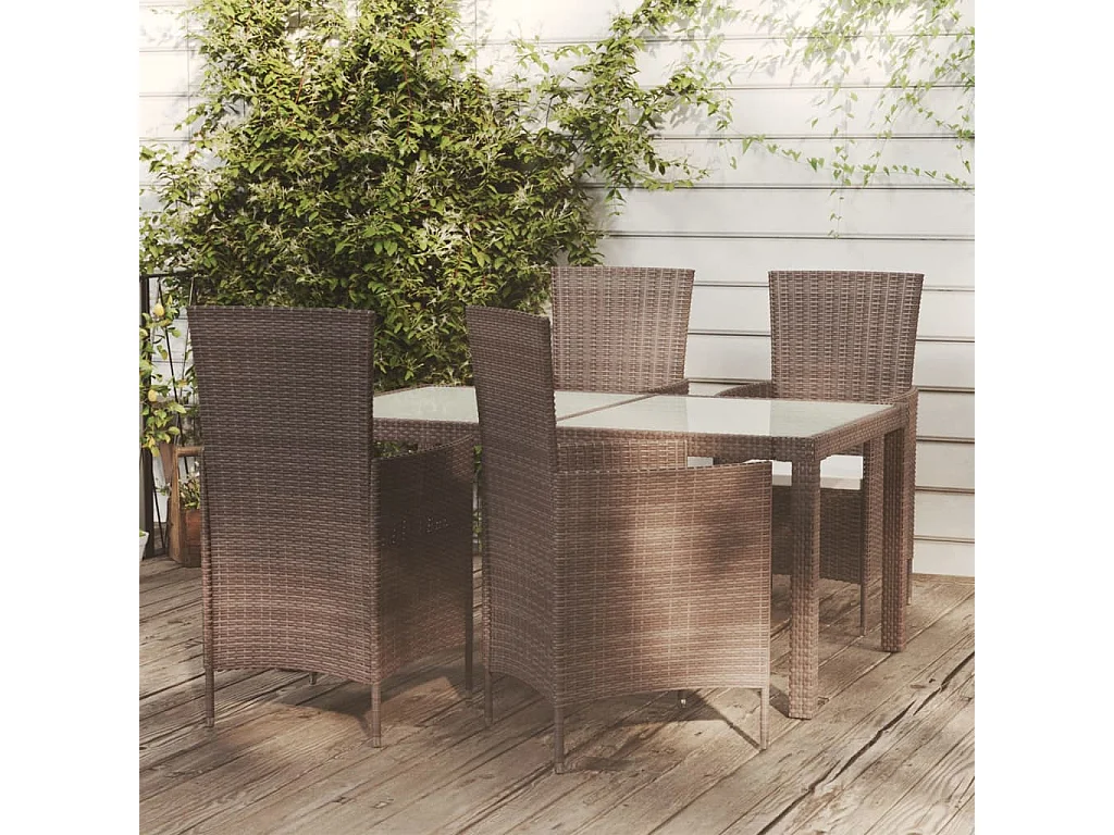 Prolenta Premium -  Ensemble à manger d'extérieur 5pcs avec coussins Résine tressée