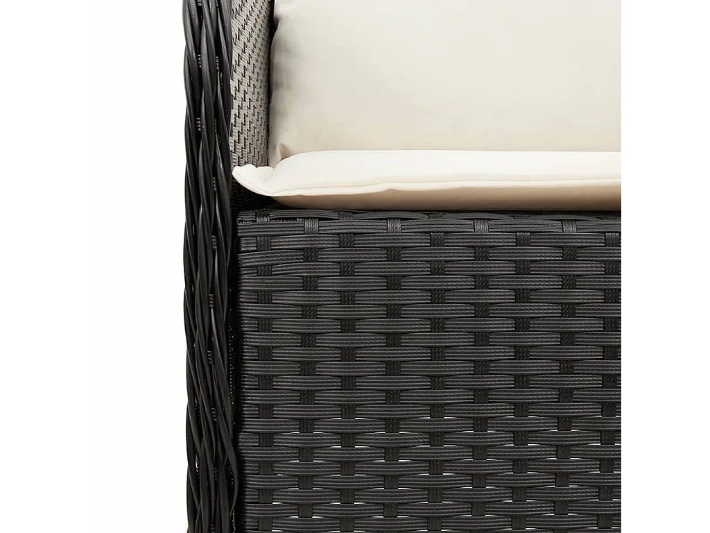 Askøy  Ensemble à manger de jardin coussins 5pcs Noir Résine tressée