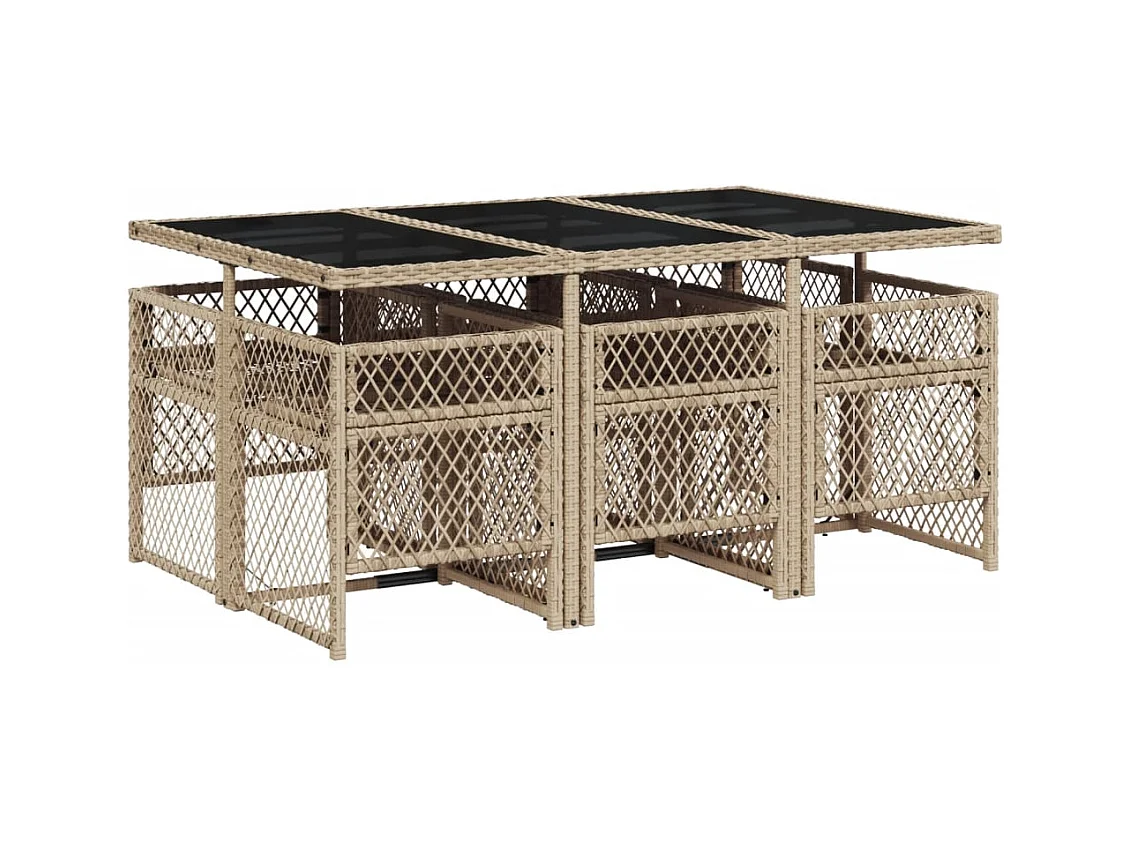 Connersville  7-delige Tuinset met kussens poly rattan beige