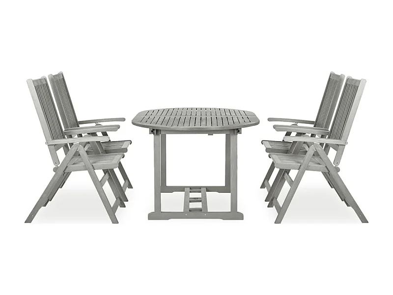 Dylrik  Ensemble de salle à manger de jardin 5 pièces (150-200) x 100 cm en bois d'acacia massif gris