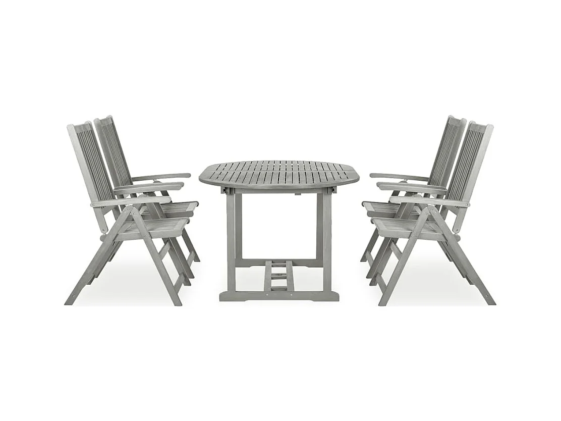 Dylrik  Ensemble de salle à manger de jardin 5 pièces (150-200) x 100 cm en bois d'acacia massif gris