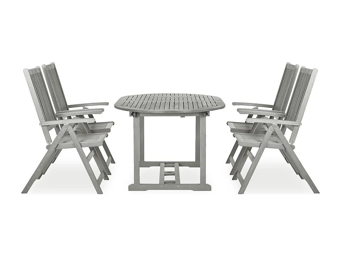 Dylrik  Ensemble de salle à manger de jardin 5 pièces (150-200) x 100 cm en bois d'acacia massif gris