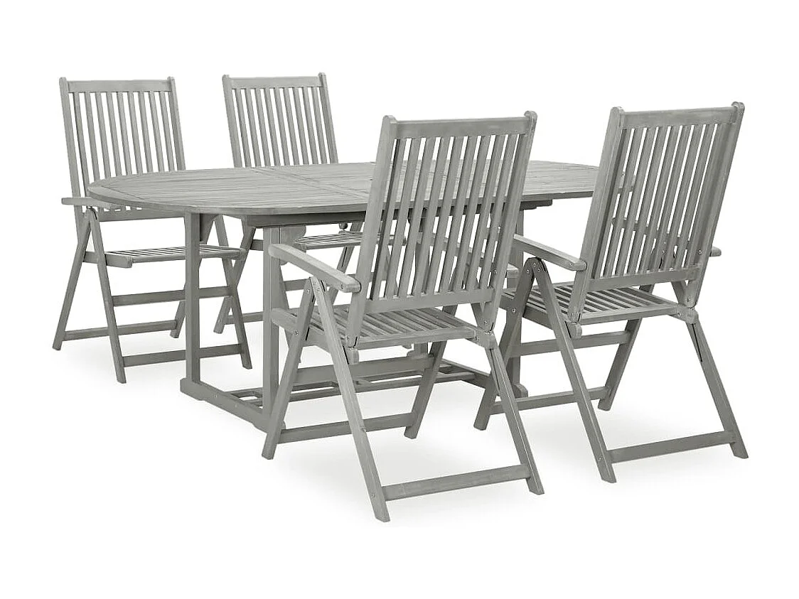 Dylrik  Ensemble de salle à manger de jardin 5 pièces (150-200) x 100 cm en bois d'acacia massif gris