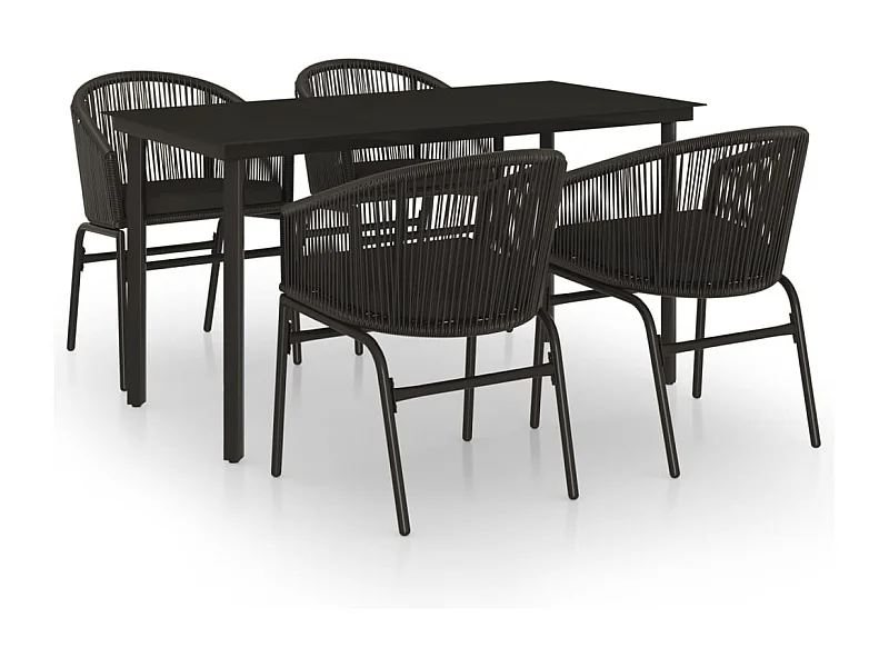 Florentin  Ensemble à manger de jardin 5 pcs Noir