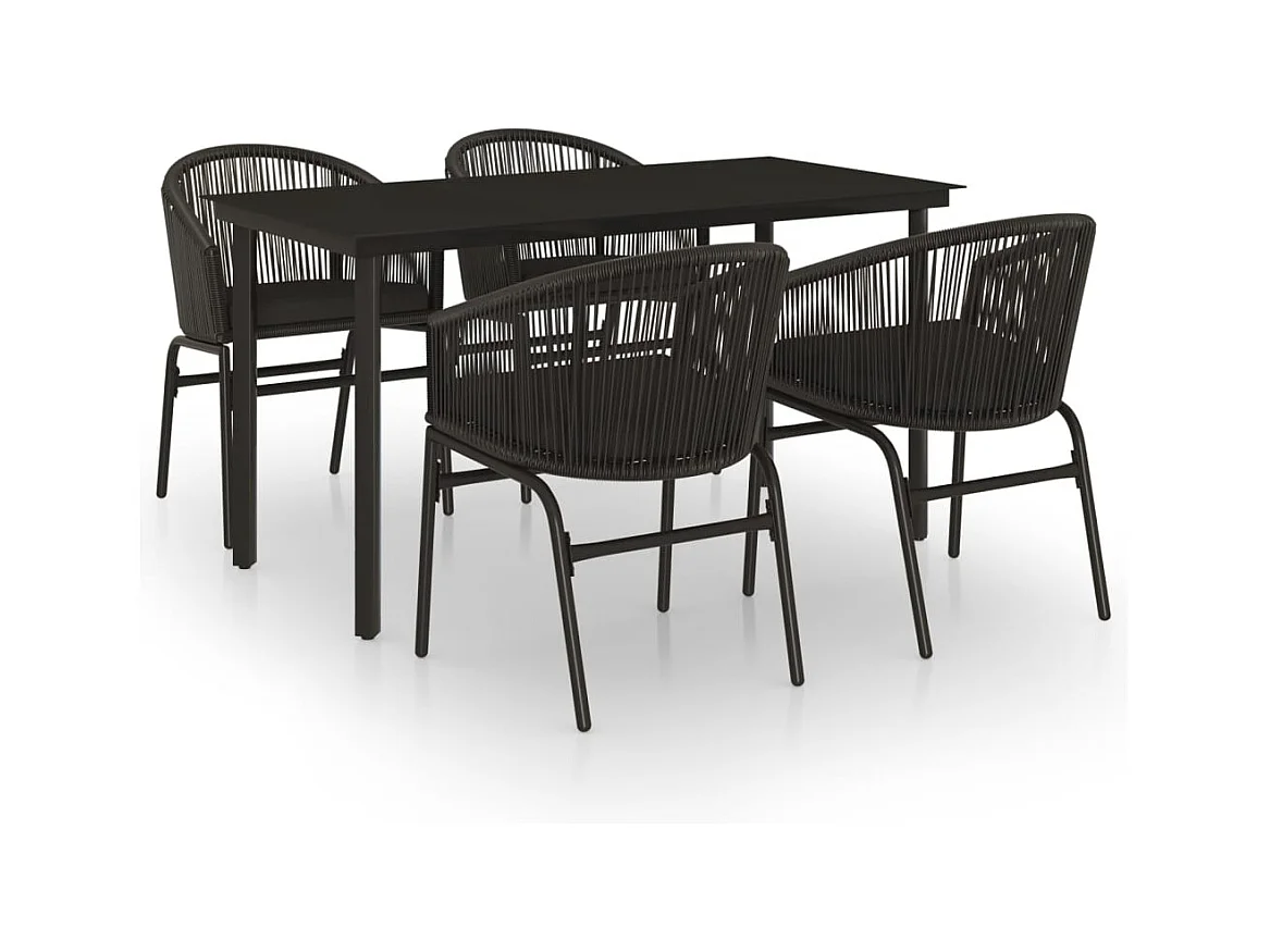 Florentin  Ensemble à manger de jardin 5 pcs Noir