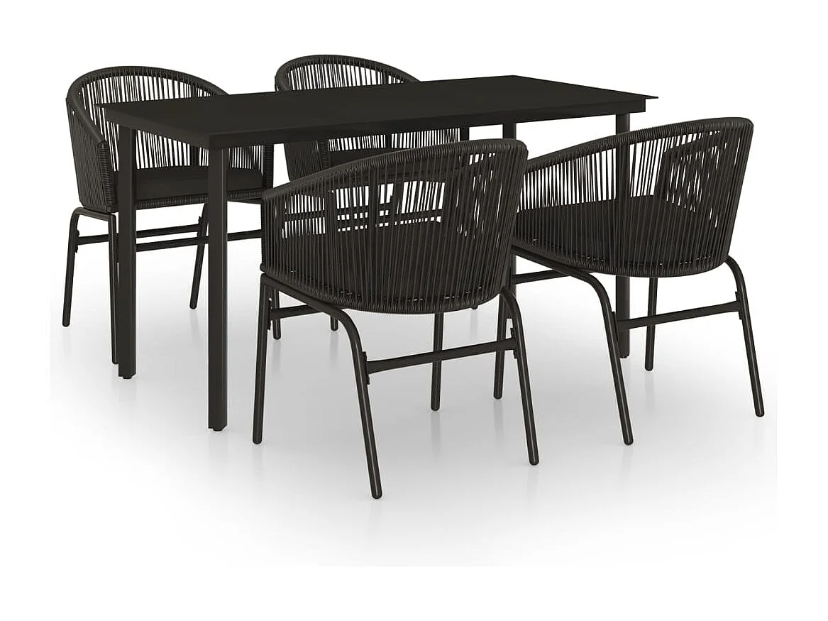 Florentin  Ensemble à manger de jardin 5 pcs Noir