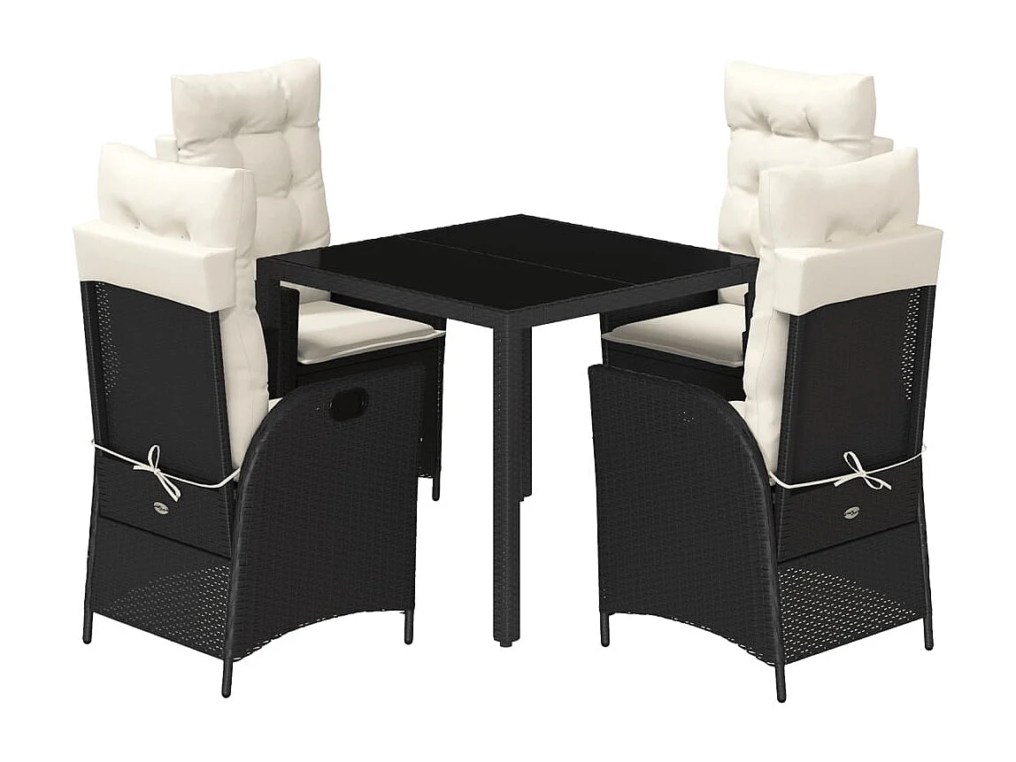 Prolenta Premium -  5-delige Tuinset met kussens poly rattan zwart