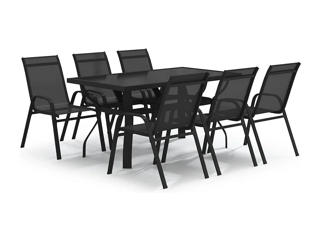Katie Belle  Ensemble à manger de jardin 7 pcs Noir
