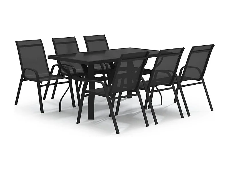 Katie Belle  Ensemble à manger de jardin 7 pcs Noir