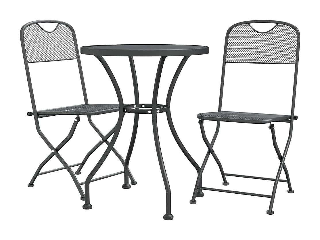 Prolenta Premium -  Set de comedor de jardín 3 pzas malla metal expandido antracita