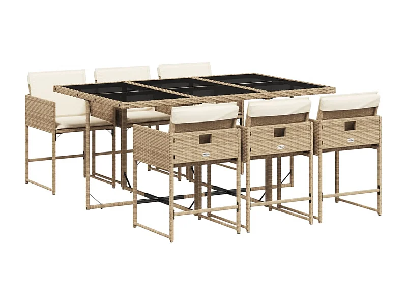 Sener  7-delige Tuinset met kussens poly rattan beige
