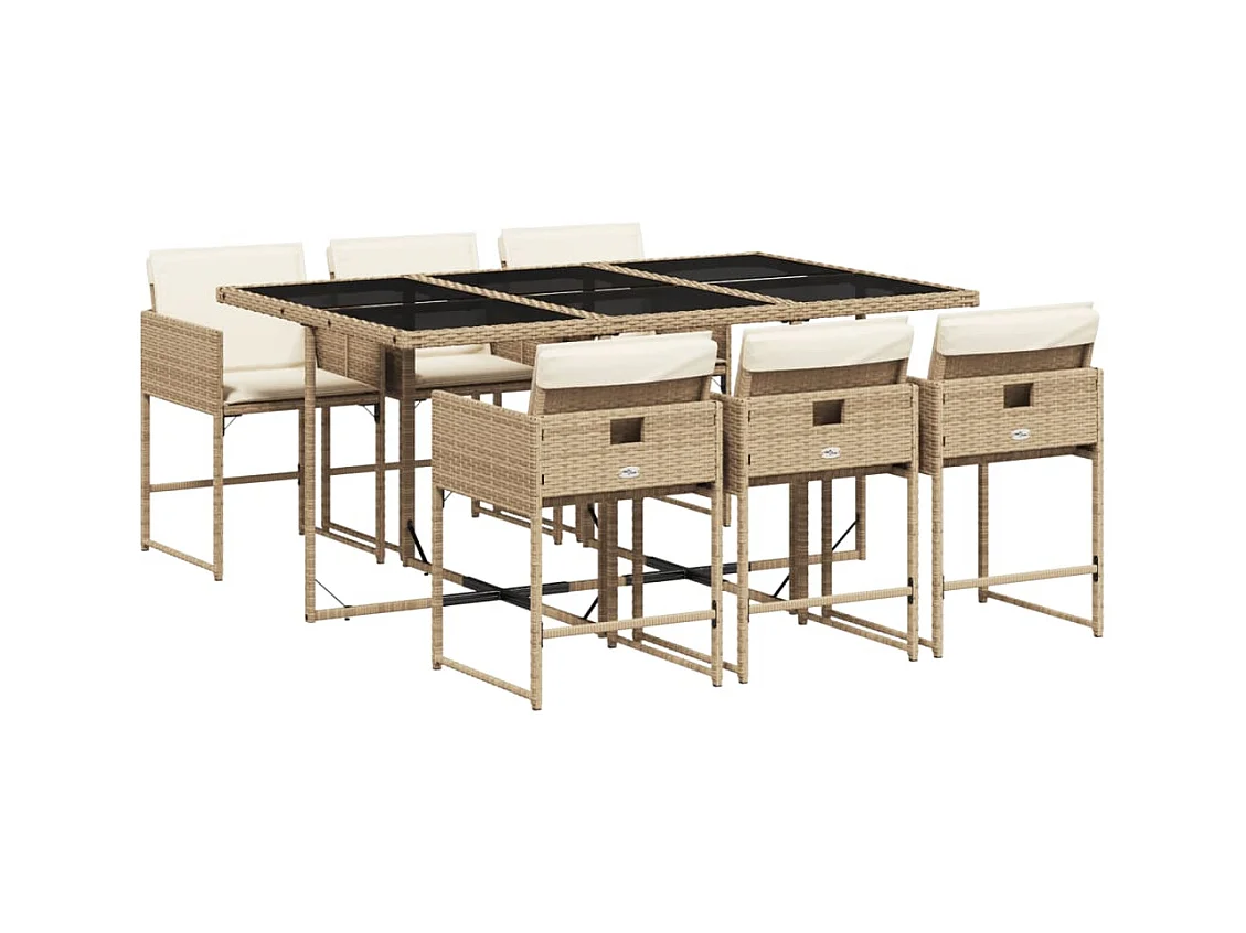 Sener  7-delige Tuinset met kussens poly rattan beige