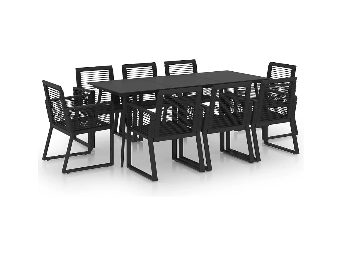 Ralvir  Juego de comedor para jardín 9 piezas ratán PVC negro