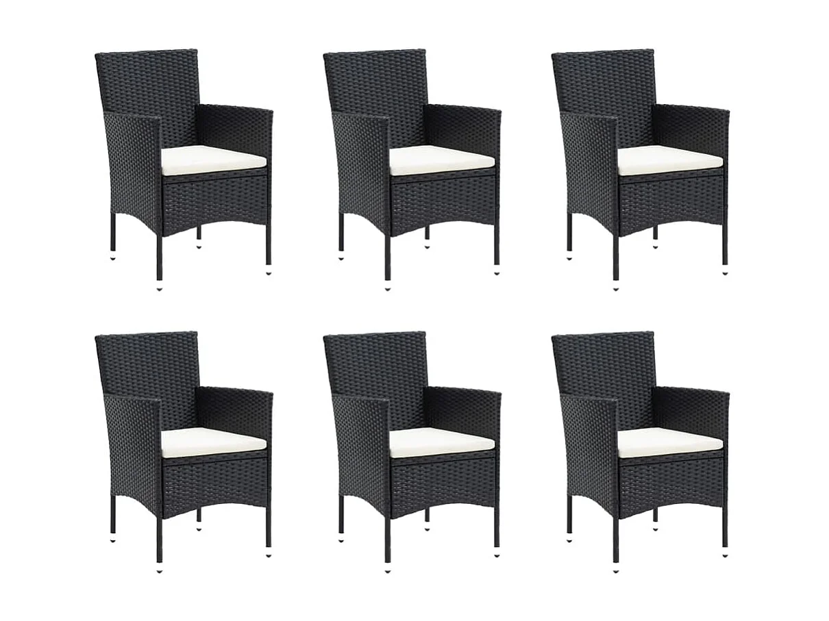 Wausau  Ensemble à manger de jardin coussins 7pcs Résine tressée Noir