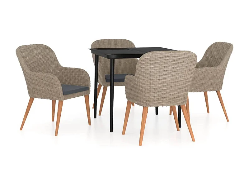 Coole  Juego de comedor de jardín 5 piezas con cojines marrón