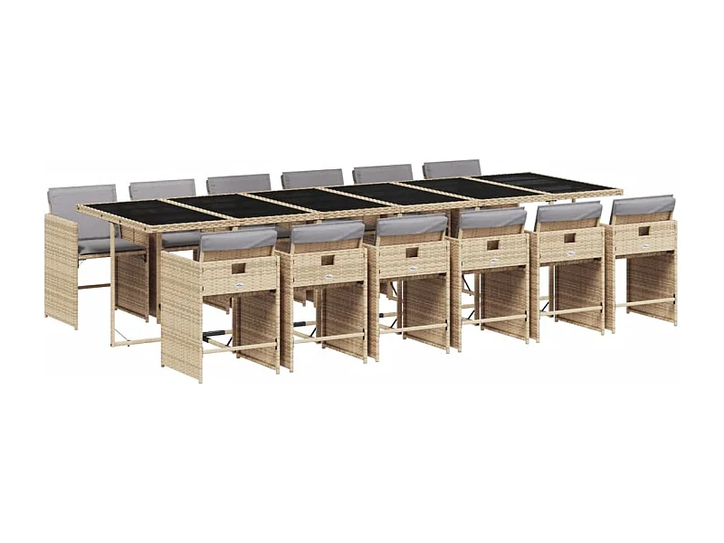 Heeswijk-Dinther  Ensemble à manger de jardin coussins 13 pcs mélange beige rotin