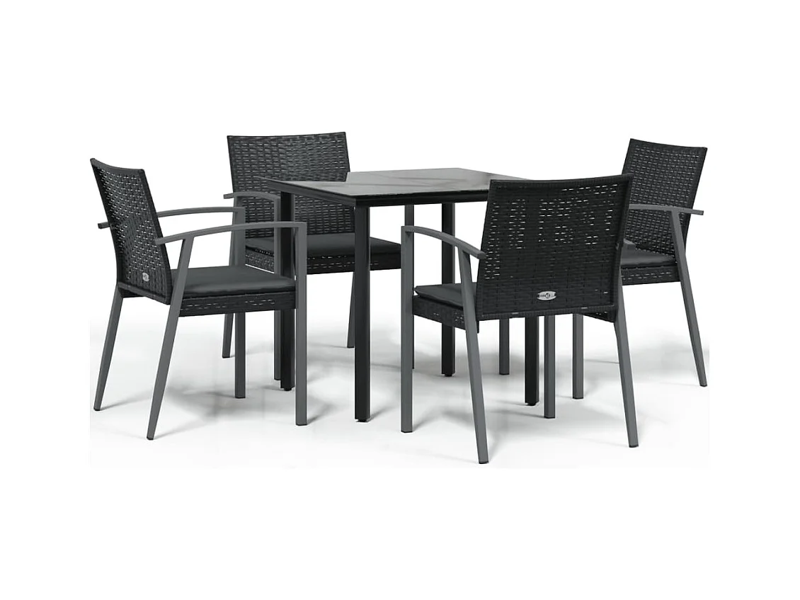 Ephrata  5-delige Tuinset met kussens poly rattan en staal