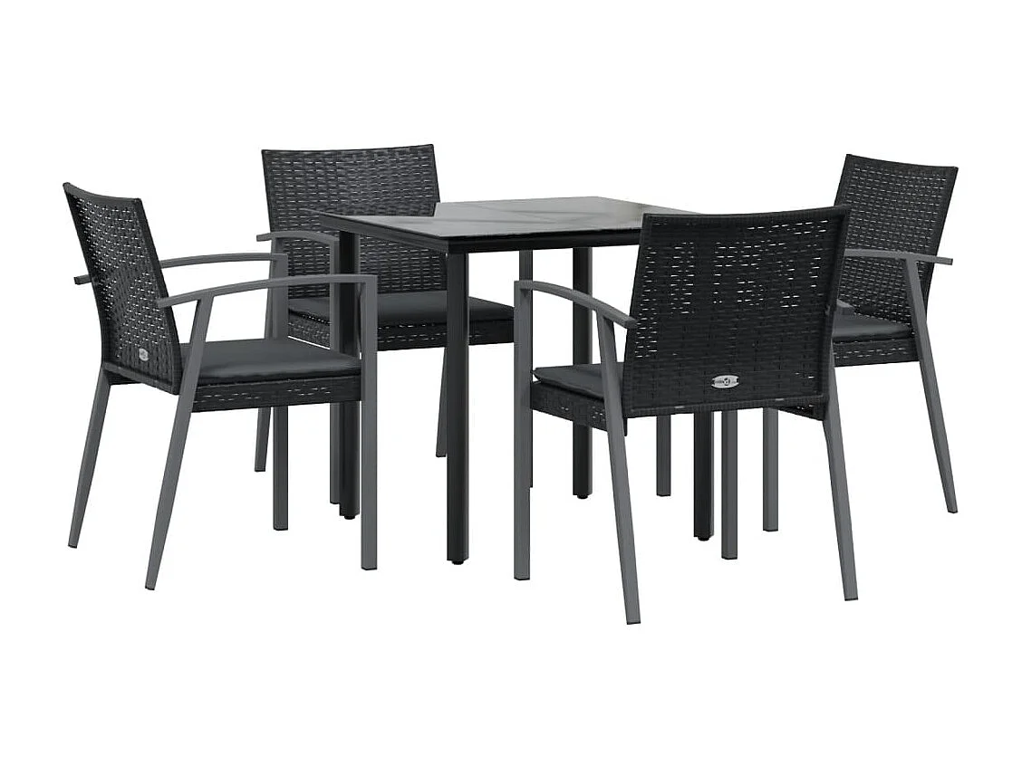 Ephrata  Ensemble à manger de jardin 5 pcs coussins résine tressée acier